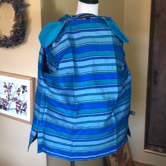 VINTAGE Josephine Chaus Size 12 10 RAW SILK Top+Shell Vivid Textured Stripe NEW - Picture 13 of 16
